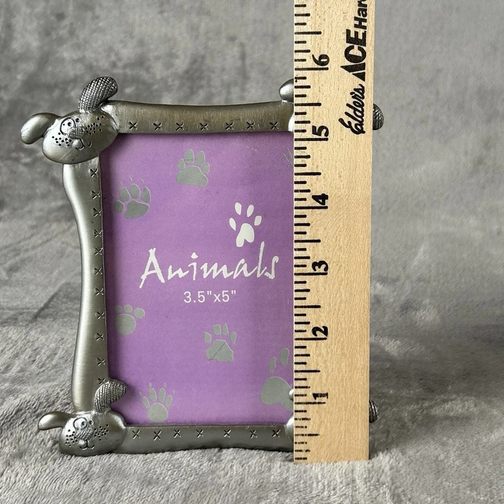 Pewter Dog Photo Picture Frame 3 Dimensional Puppy Gift For Dog Lovers Whimsical